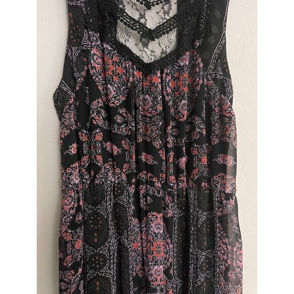 Free People Dress 4 Maxi Moroccan Black Crochet Lace Fairy Bohemian Whimsical - Picture 8 of 11